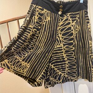Cache Black and Gold Abstract Shorts